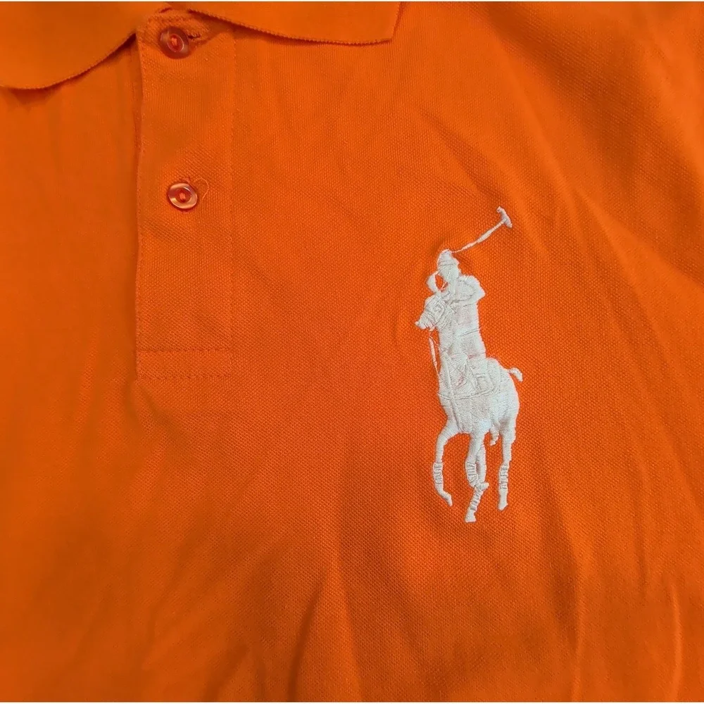 Vintage Ralph Lauren Polo Shirt Mens XL Orange Big Pony Number 3 Preppy Campus
